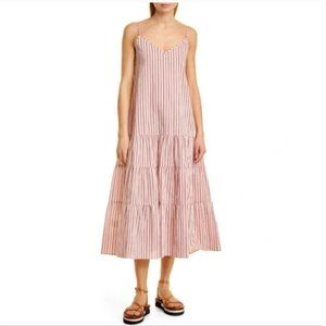 BOSS Women's Cara Tiered Striped Midi Sundress Spaghetti Straps Size 8 NWT $348